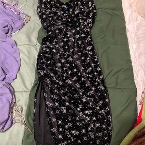 Elegant Black Starry Women's Dress